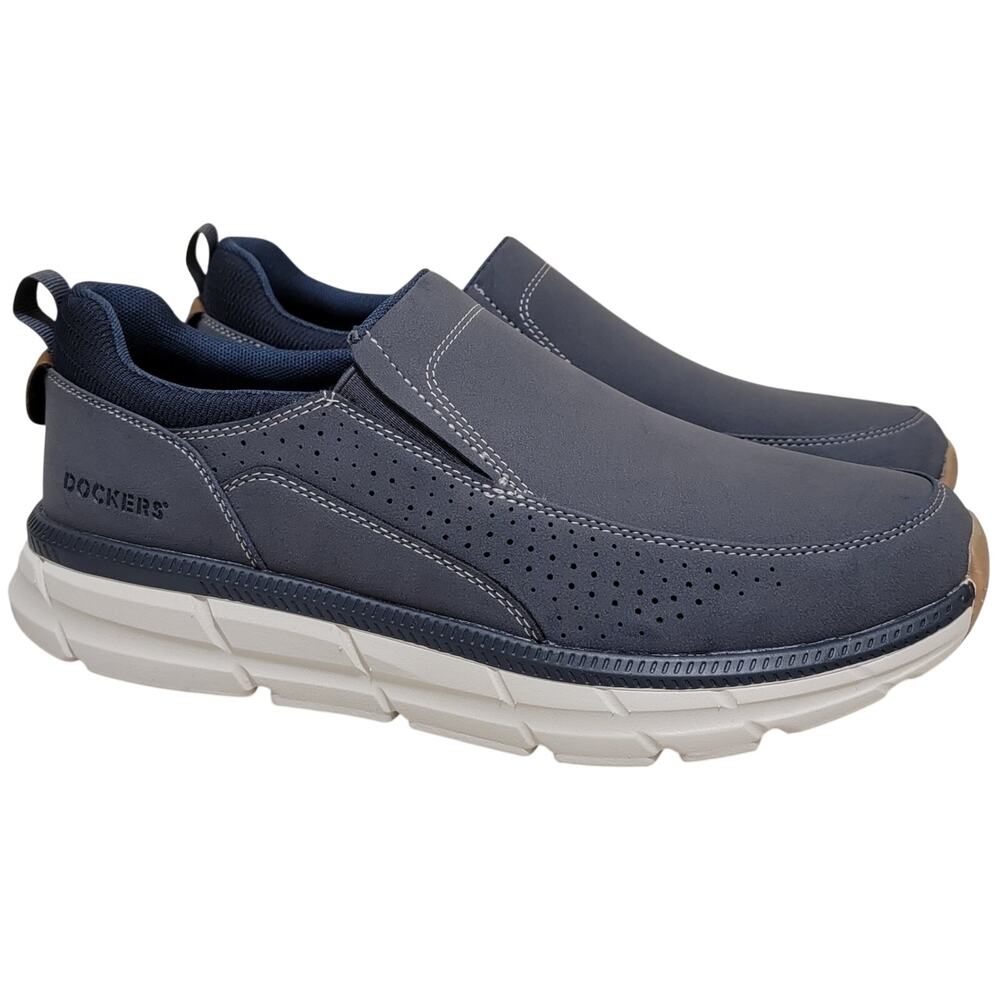 Dockers Men Go-Time Slip On Casual Loafers Size US 10.5M Navy Blue Faux Leather